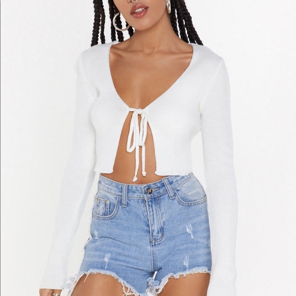 Crop Bow Tie front Cardigan - Picture 5 of 5